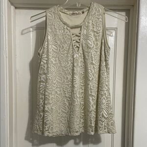 Liberty Love Cream Lace Sleeveless Blouse